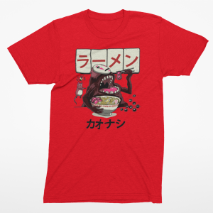 Spirit Away: No Face Ramen Bowl Red Tshirt